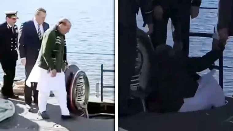 بھارتی وزیر دفاع جرمنی میں آبدوز کے اندر جاتے ہوئے گر گئے