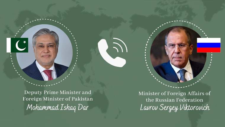 اسحاق ڈار کا روسی وزیر خارجہ سے رابطہ، دوطرفہ تعلقات پر گفتگو