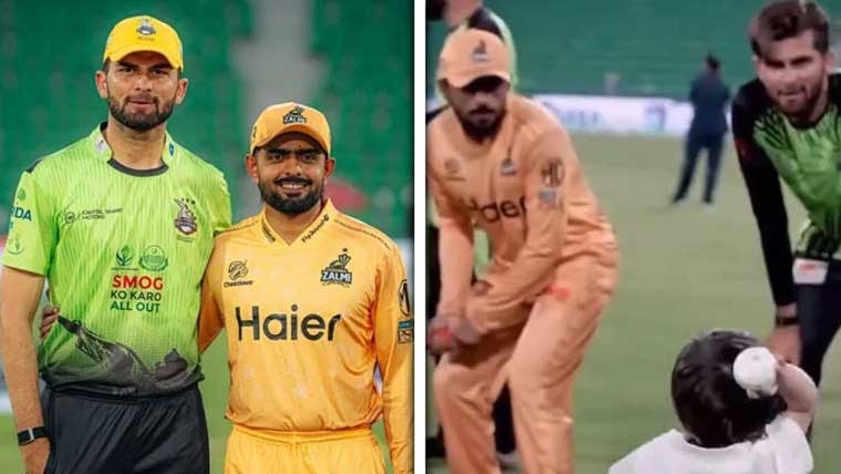 سٹار بیٹر بابر اعظم اور شاہین آفریدی کے بیٹے کے درمیان خوبصورت لمحہ سوشل میڈیا پر وائرل