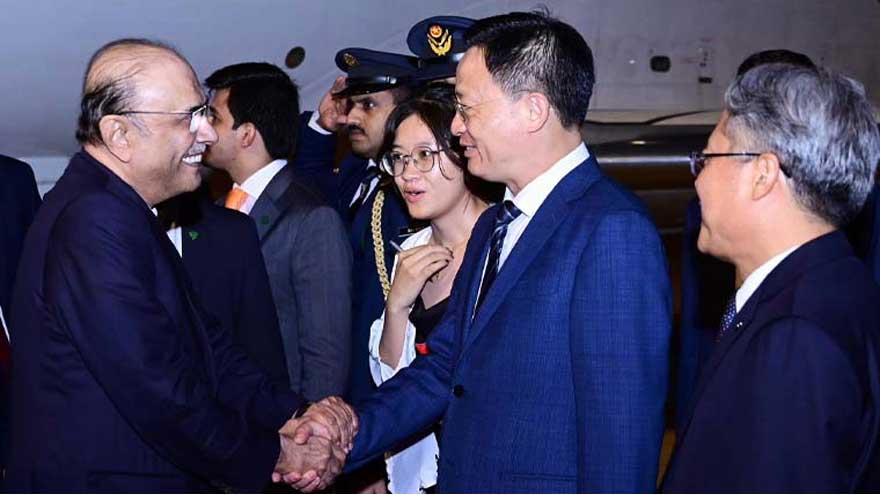 President Zardari arrives in Sanya, China