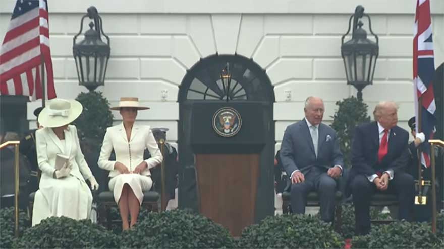 Trump and Charles greet each other warmly as the king begins a day of diplomacy in Washington