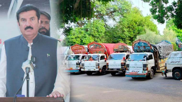 سندھ حکومت کا چترال کے سیلاب متاثرین کیلئے امدادی سامان پشاور پہنچ گیا