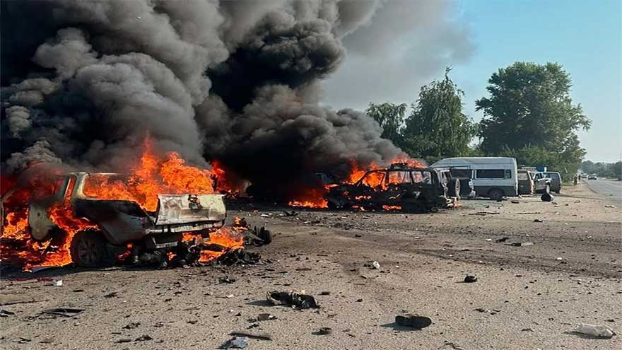 Ukraine aims a drone blitz at Moscow as Russian missiles kill 10 in a Ukrainian village