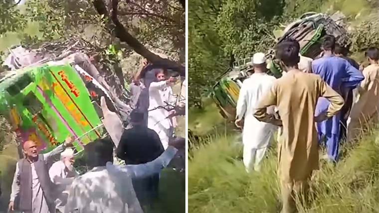 لوئر باڑیاں لیراں ٹائیں کے مقام پر مسافر بس گہری کھائی میں جا گری، 3 افراد جاں بحق