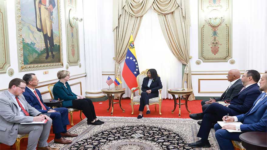 Venezuela interim president Rodriguez meets with US envoy