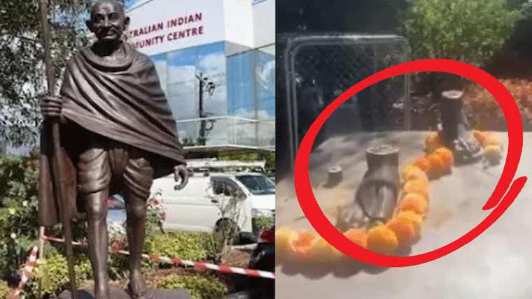 آسٹریلیا: چور مہاتما گاندھی کا مجسمہ لے اُڑے، پاؤں چھوڑ گئے