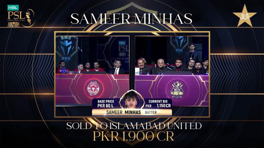 PSL 11 auction: Islamabad United sign U19 star Sameer Minhas for Rs19 million