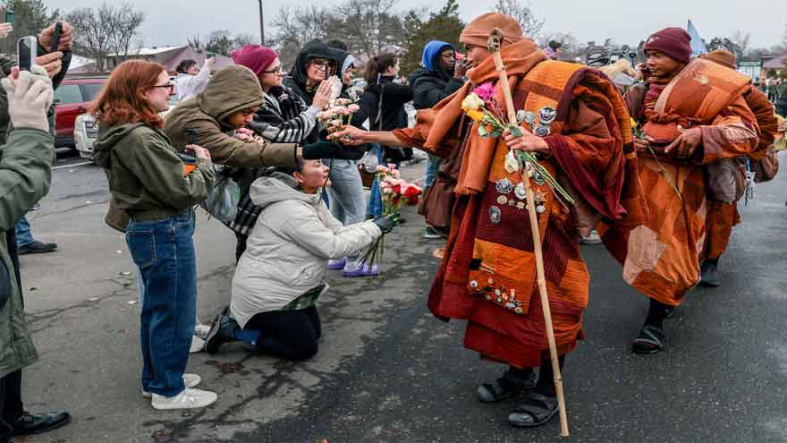 Walk for peace: Buddhist monks arrive in Washington after 2,300-mile journey