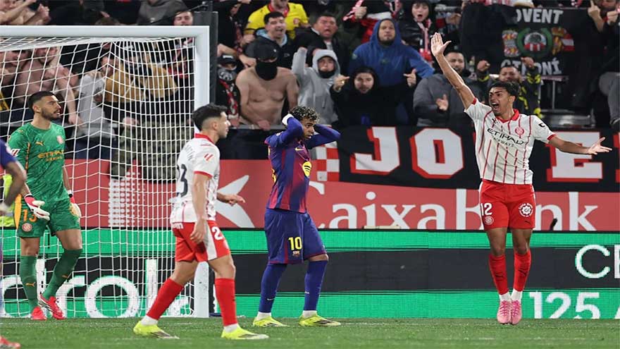 Barca suffer title defence blow in Girona derby defeat