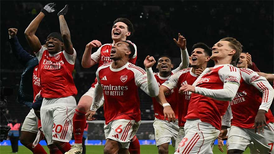 Arsenal's Eze sinks Spurs again, Liverpool late show floors Forest