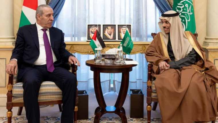 سعودی وزیر خارجہ سے فلسطینی نائب صدر کی ملاقات، غزہ کی صورتحال پر تبادلہ خیال