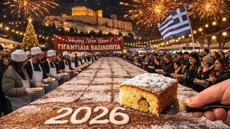 یونان میں نئے سال کی آمد پر سب سے بڑا کیک بنا کر ورلڈ ریکارڈ بنا دیا گیا