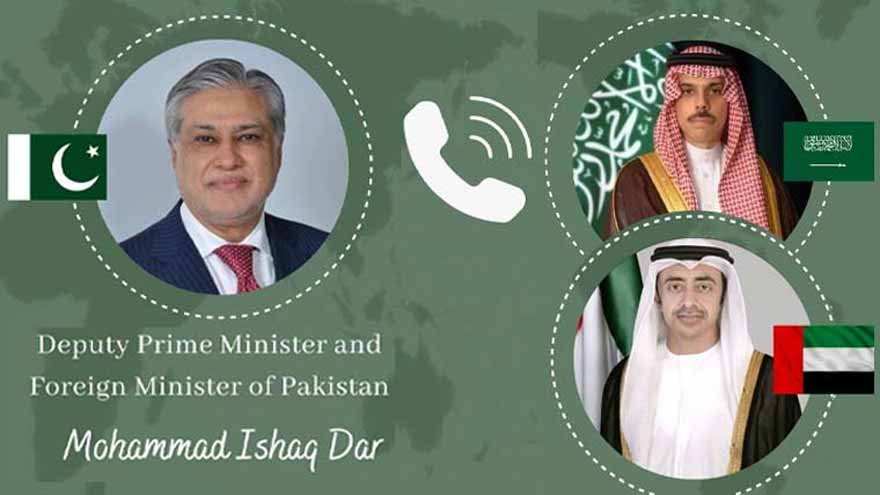 Ishaq Dar discusses Yemen peace process with Saudi, UAE counterparts