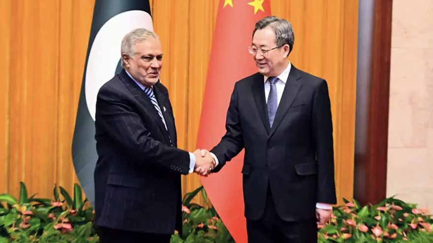 FM Ishaq Dar meets Chinese counterpart, reviews regional developments