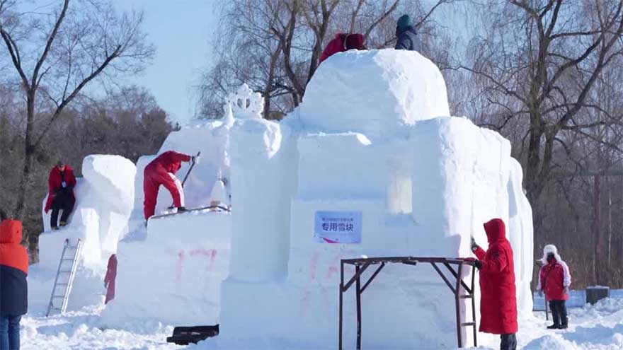 Dunya News Octopus, Taj Mahal concepts inspire sculptors at China snow festival