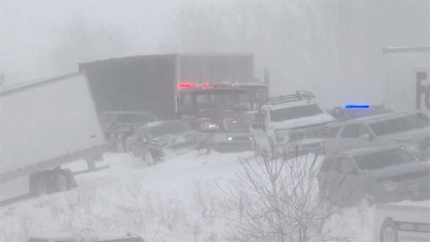 100 vehicles pile up in Michigan crash as snowstorm moves across the country