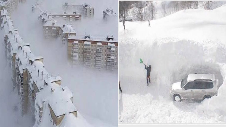 روس کے مشرقی خطے کامچاٹکا میں تاریخ کا شدید ترین برفانی طوفان، نظامِ زندگی مفلوج