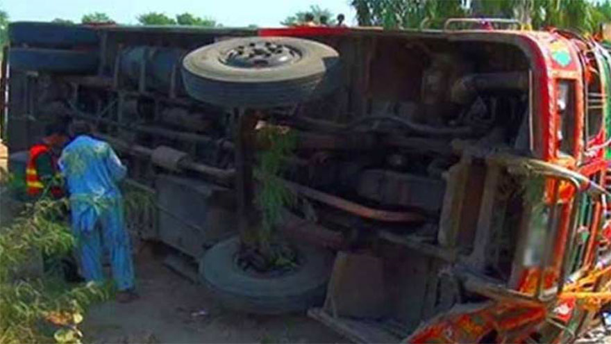 Four killed, eight injured as truck overturns in Bhalwal