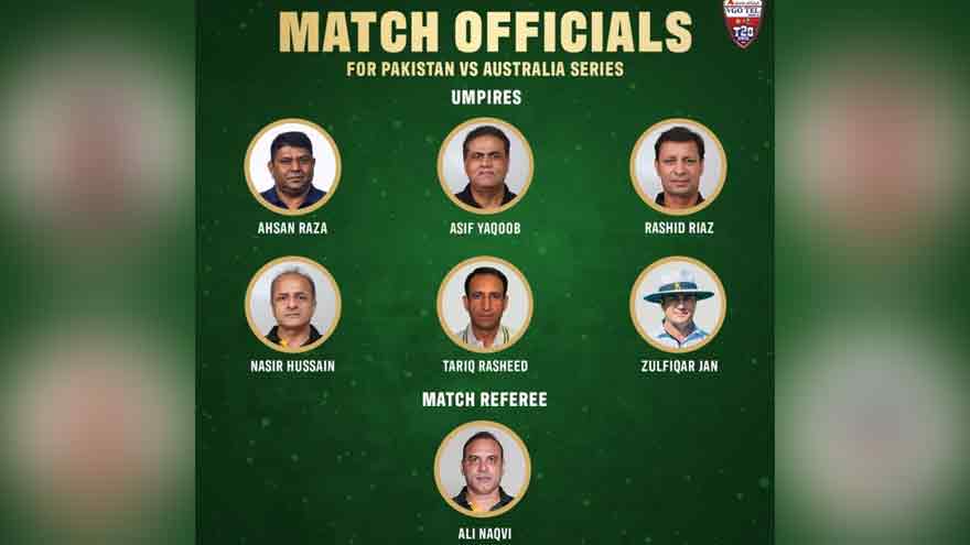Match officials announced for Pakistan v Australia T20I series