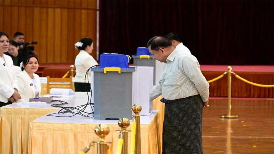 Myanmar's junta leader dismisses critics as military allies head for landslide election win