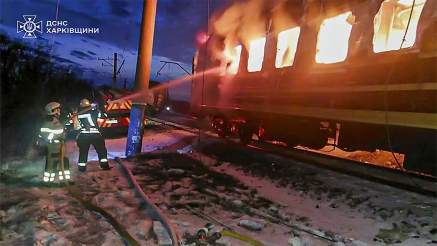 Russian strikes in Ukraine kill 12, target passenger train