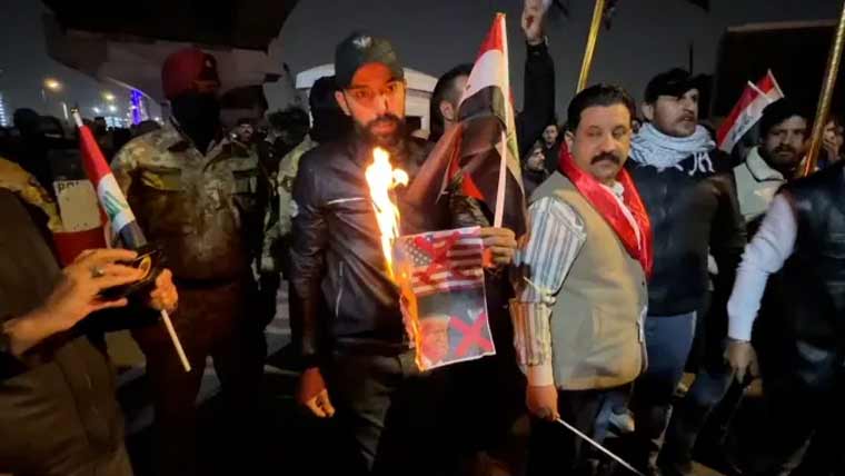 امریکی صدر کی عراق کے داخلی معاملات میں مداخلت پر بغداد میں احتجاج