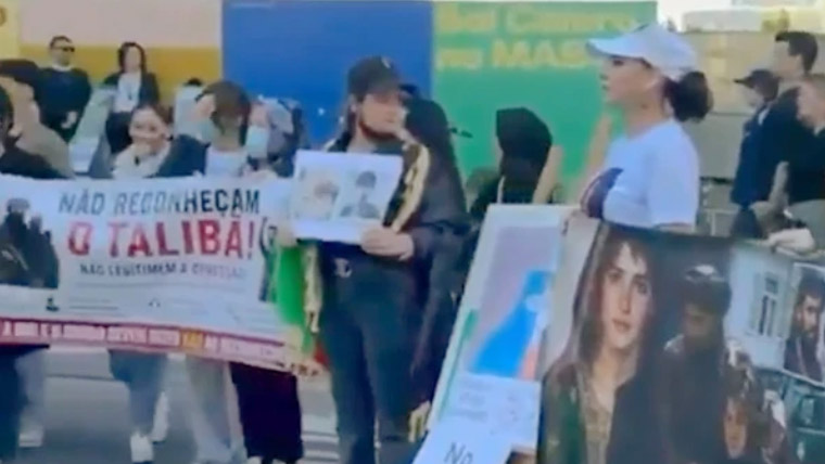 افغان طالبان رجیم کی جابرانہ پالیسیوں اور یورپی دورے کیخلاف برازیل میں مظاہرہ
