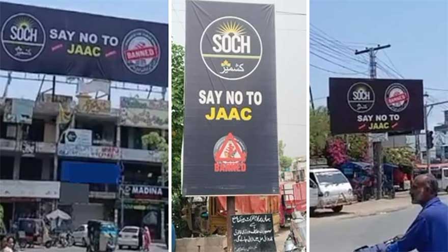 Posters against banned JAAC appear on AJK highways