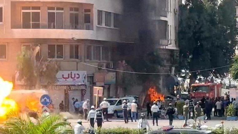 فرانسیسی صدر کے دورے کے دوران شامی دارالحکومت میں دھماکے، 18 افراد زخمی