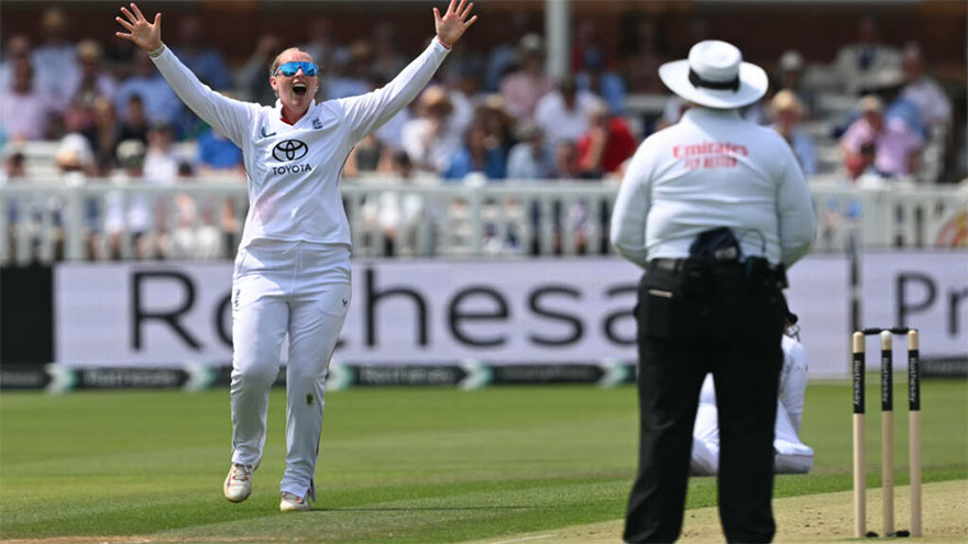 England's Ecclestone glad to get 'one-up' on brother with five-wicket Lord's haul