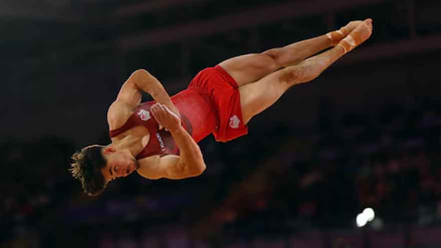 England gymnast Langton conscious after heavy fall at Commonwealth Games