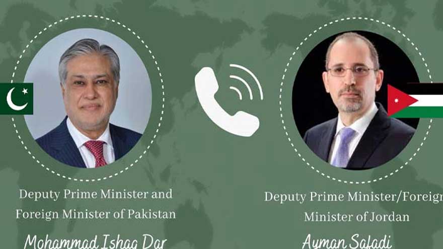 Ishaq Dar, Jordanian counterpart discuss Gaza crisis and call for protection of Palestinian rights
