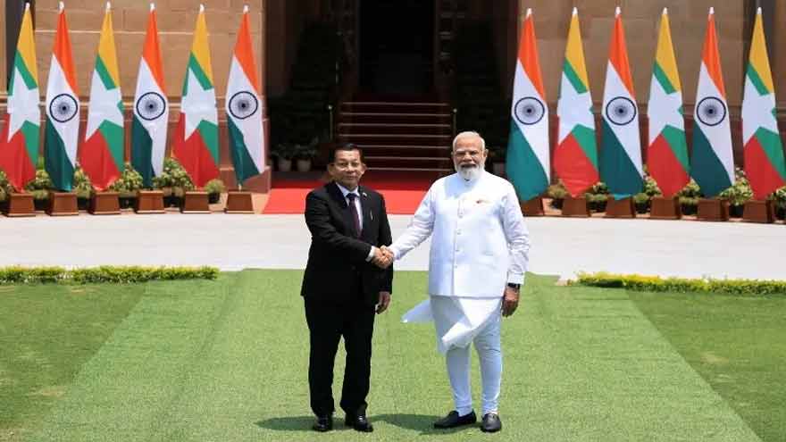 Myanmar president holds trade and security talks with India's Modi
