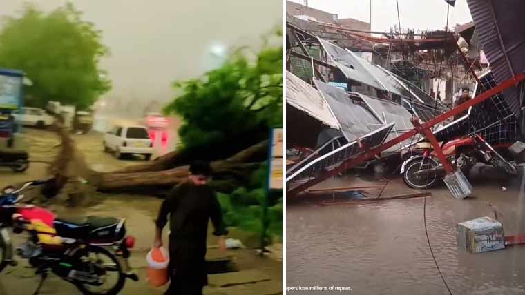 تیز آندھی اور مٹی کے طوفان نے کشمور شہر اور گردونواح کو لپیٹ میں لے لیا