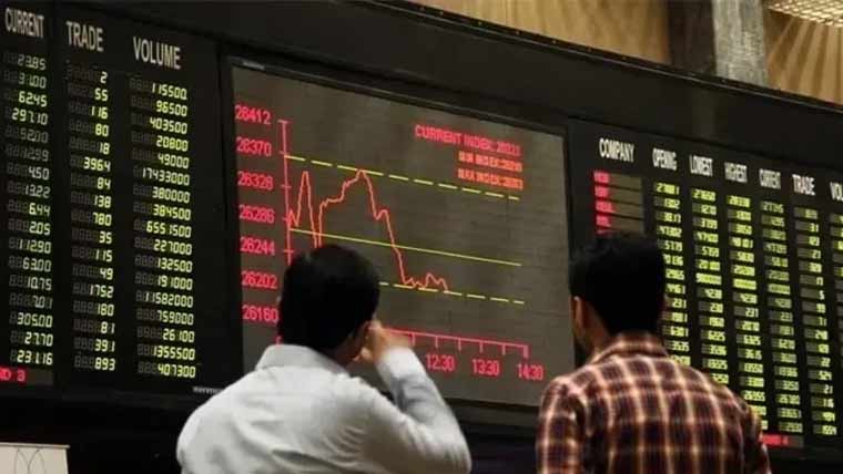 سٹاک مارکیٹ میں اتار چڑھاؤ، ہنڈرڈ انڈیکس منفی زون میں بند ہوا
