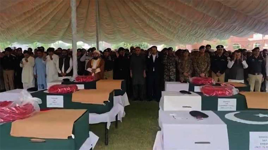 Funeral prayers of six FC personnel offered in Peshawar