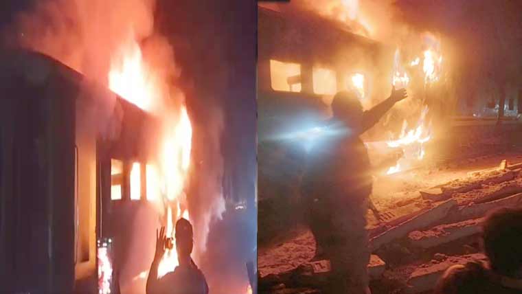 صادق آباد سٹیشن پر ہزارہ ایکسپریس کی بوگی میں آگ لگ گئی