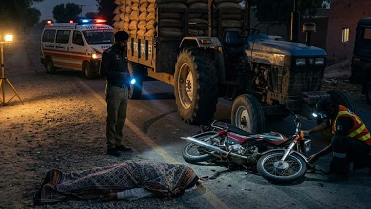 شجاع آباد: تیز رفتار ٹریکر ٹرالی کی موٹر سائیکل کو ٹکر، بزرگ شہری جاں بحق