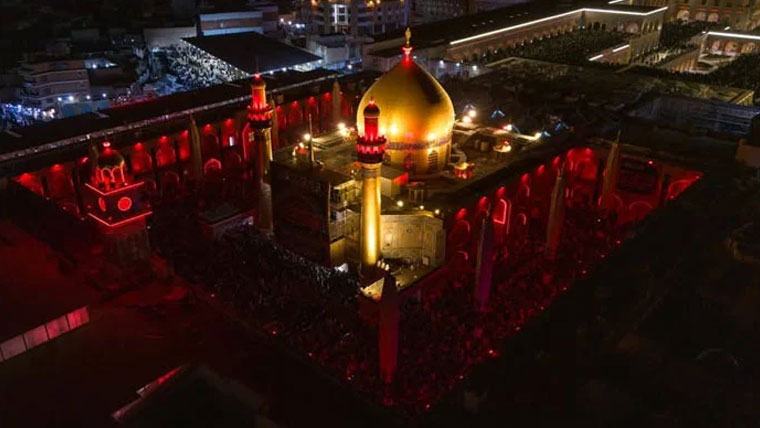 ایران رہبرِ اعلیٰ کی شہادت، عراق میں مقدس روضہ جات پر سرخ قمقمے روشن