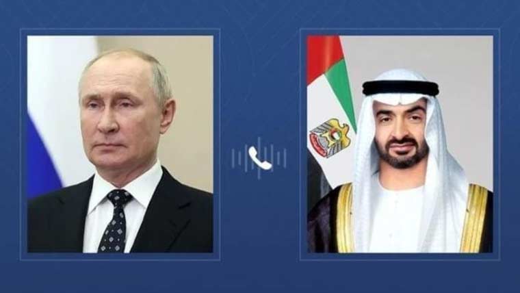 اماراتی صدر اور روسی ہم منصب کا ٹیلی فونک رابطہ، دوطرفہ تعلقات اور علاقائی امور پر تبادلہ خیال