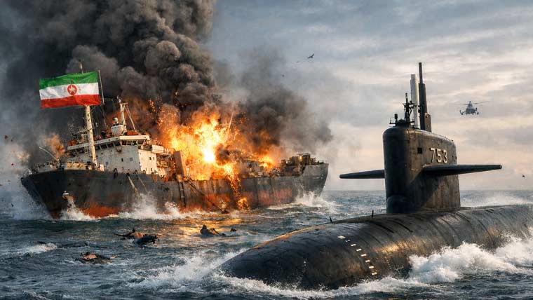 امریکی آبدوز کا بھارتی سمندر میں ایرانی جہاز پر حملہ، 100 سے زائد افراد لاپتہ