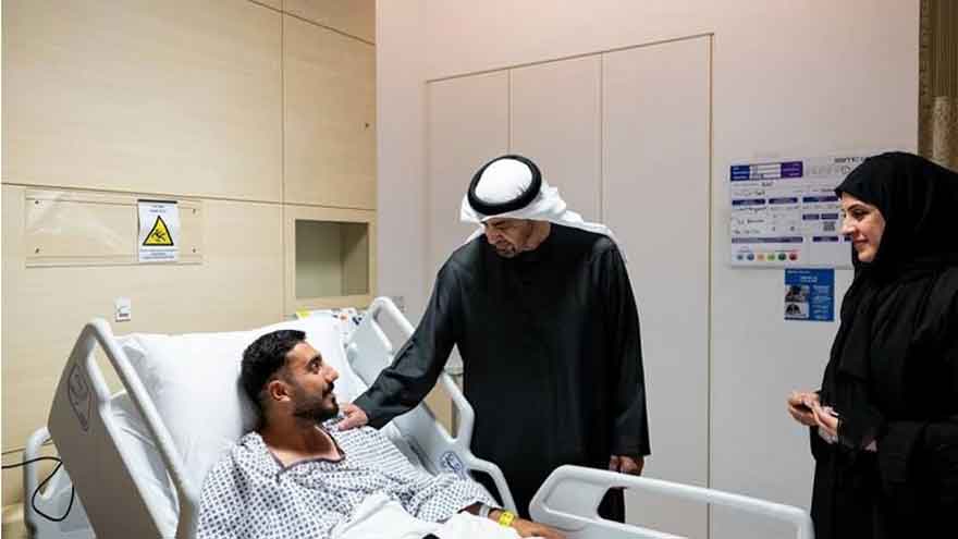 UAE President Sheikh Mohamed bin Zayed visits hospital to check victims of attacks