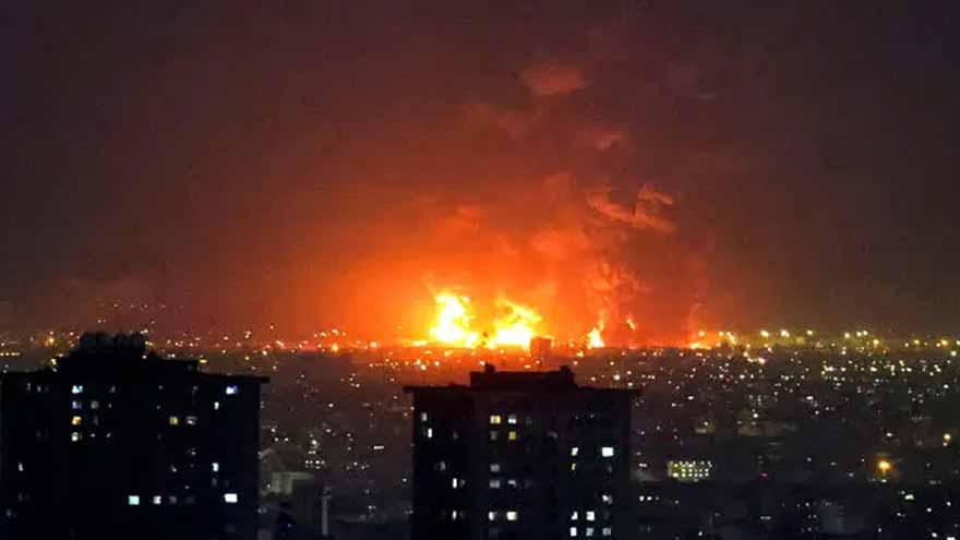 Huge flames in Tehran after Israeli strikes on oil refineries