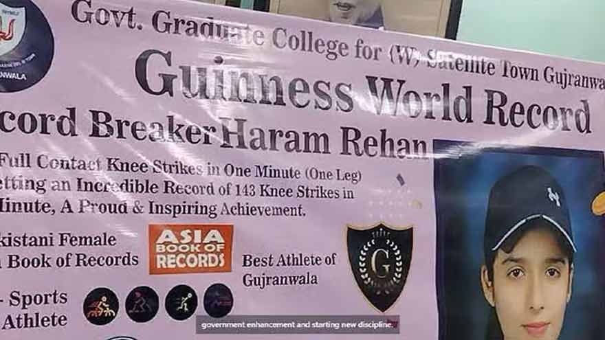 Pakistani athlete Haram Rehan sets Guinness World Record with knee strikes