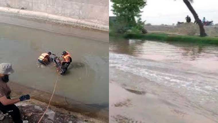 بھیرہ : ٹائر پھٹنے سے موٹر سائیکل نہر میں جا گری، ایک جاں بحق، دو بچے زخمی