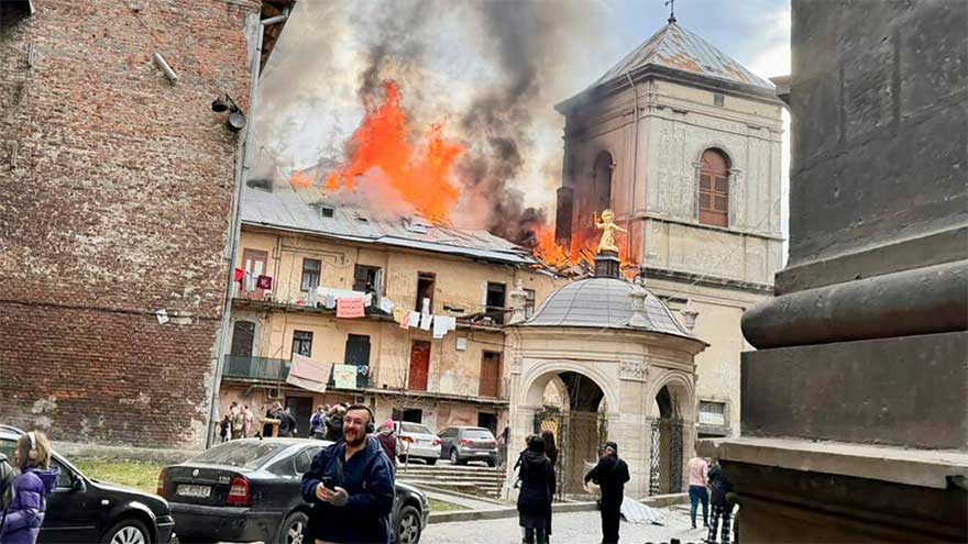 Massive Russian drone attacks kill eight, hit Ukraine UNESCO site