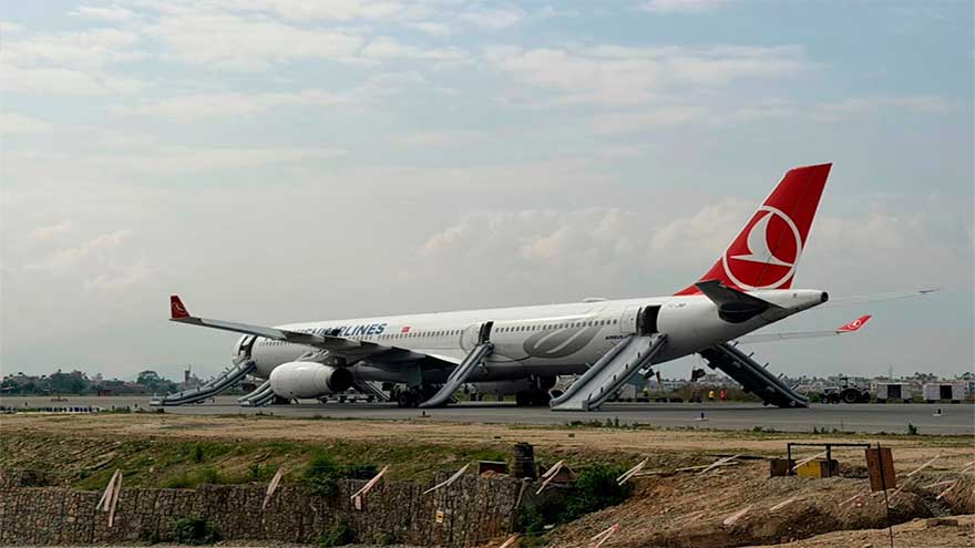 Turkish Airlines jet catches fire while landing at Nepal's main airport; all passengers safe