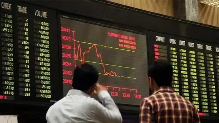 سٹاک مارکیٹ میں اتار چڑھاؤ، ہنڈرڈ انڈیکس منفی زون میں بند ہوا