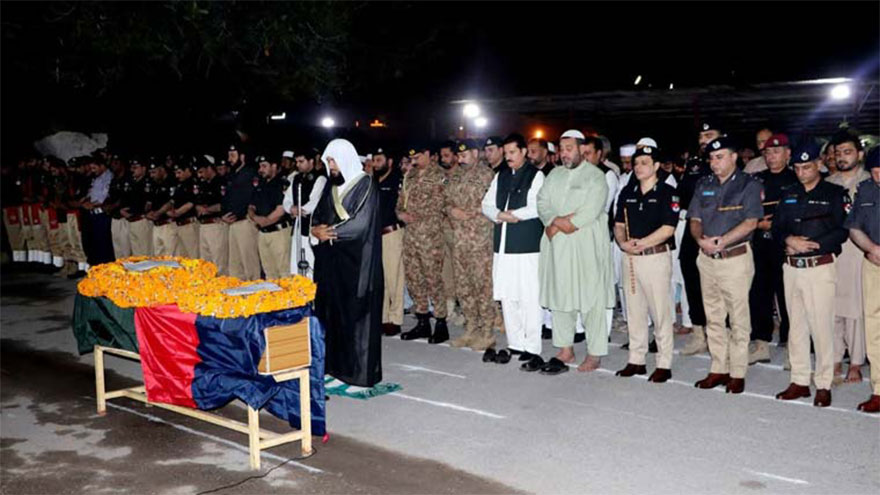 Funeral prayer of martyred policeman offered in Peshawar