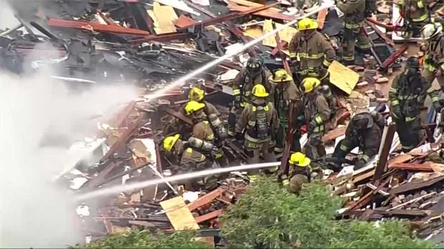 Firefighters battle blaze in Dallas as gas explosion kills at least three